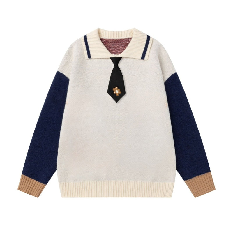 Cute Bear Tie Knit Sweater