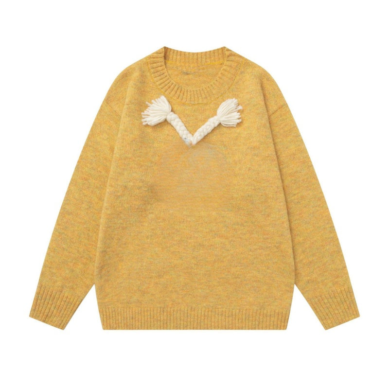 Twin Cable Yellow Knit Sweater